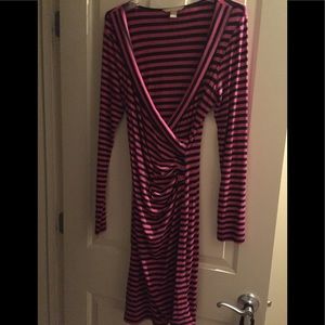 Banana Republic Pink Navy Striped Wrap Dress (Med)